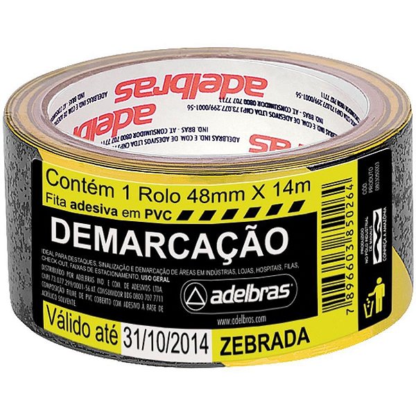 Fita para Demarcação de Solo PVC AMARELA/PRETA 48MM X 14M