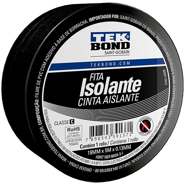 Fita Isolante 19MMX5M Preta USO Geral