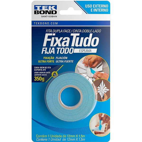Fita Dupla Face Fixa Tudo Espuma 12MM X 1,5M