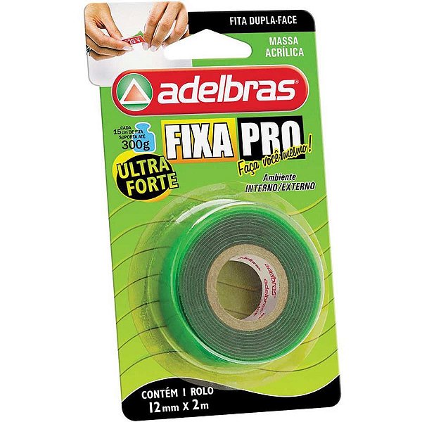 Fita Dupla Face Fixa PRO Massa Acrílica 12MM X 2M