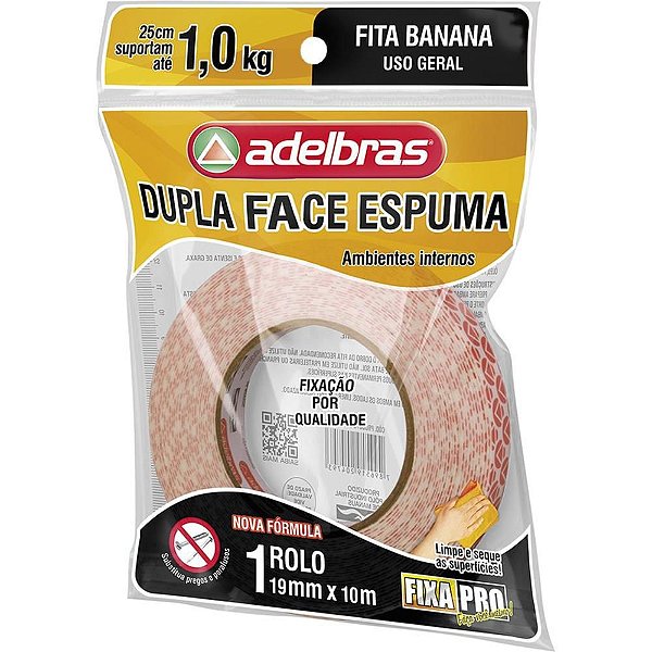 Fita Dupla Face Fixa PRO Espuma 19MM X 10M