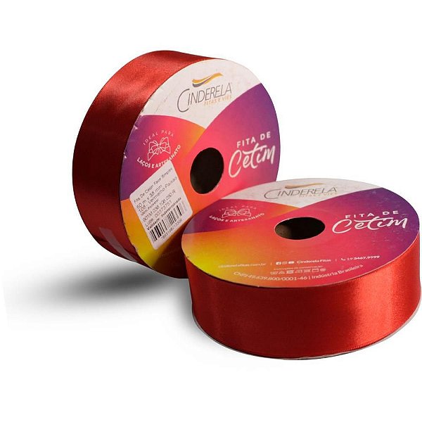 Fita de Cetim 38MM 50M Vermelho Paixão