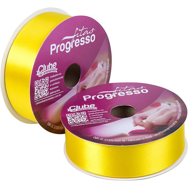 Fita de Cetim 38MM 50M Amarelo Gema 763