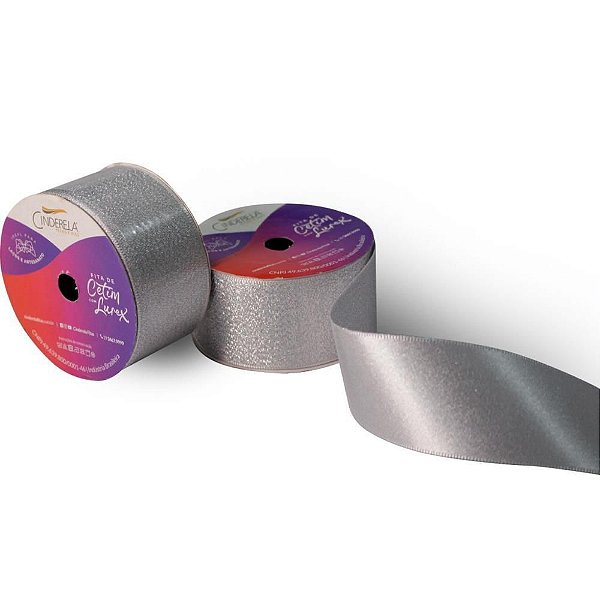 Fita de Cetim 38MM 10M Lurex Branco