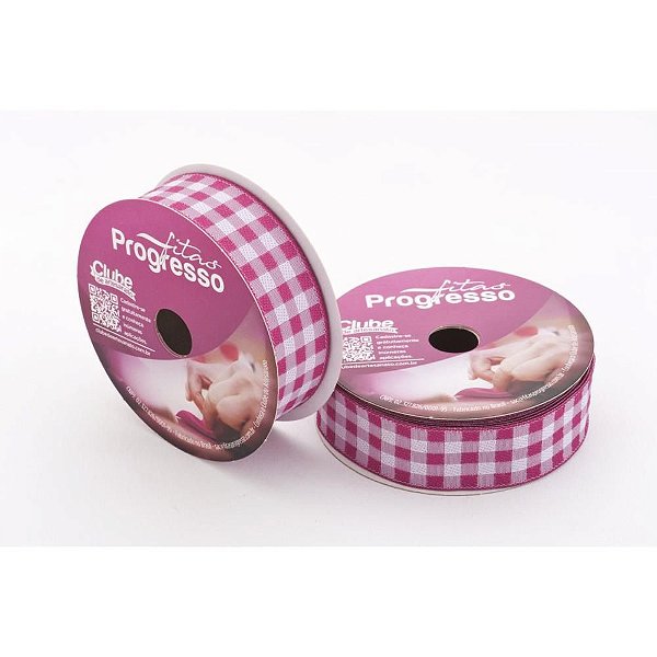Fita de Cetim 22MM 10M Xadrez PINK