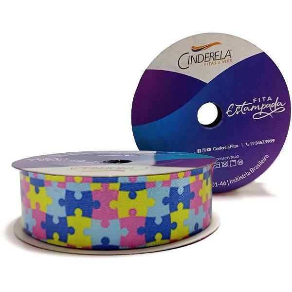 Fita de Cetim 22MM 10M QUEBRA-CABEÇA Color