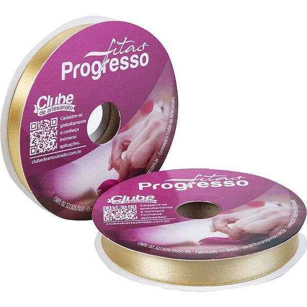 Fita de Cetim 15MM 50 Metros Ouro - Fitas Progresso