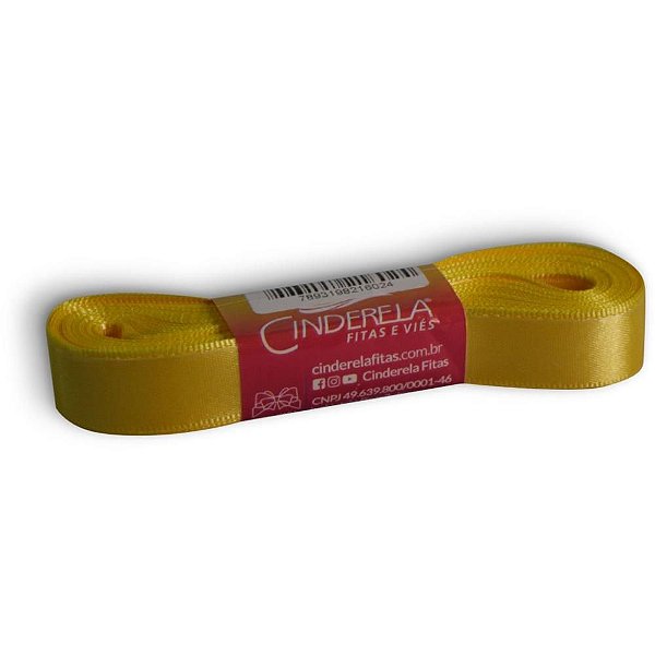 Fita de Cetim 15MM X 10M Amarelo Canário - Fitas Cinderela