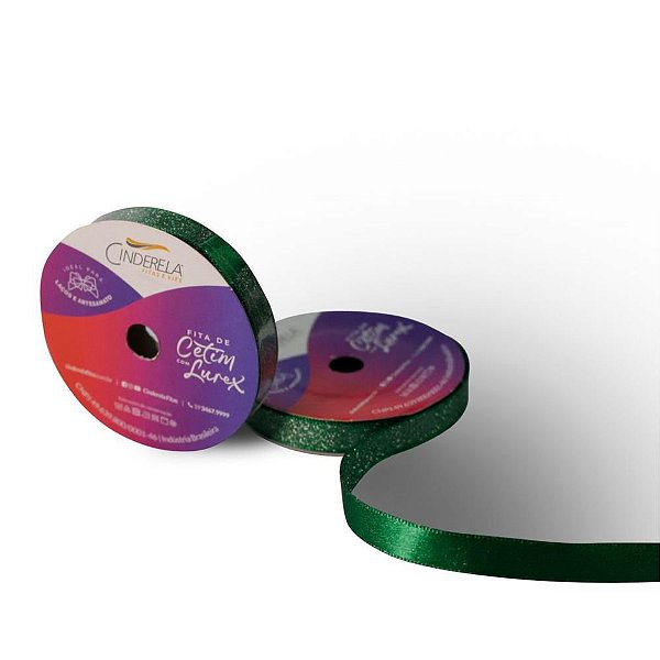 Fita de Cetim 10MM 10M Lurex Verde Bandeira