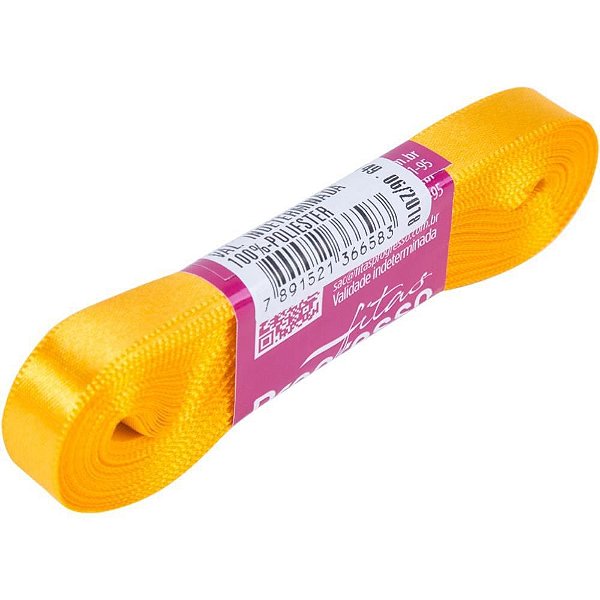 Fita de Cetim 10MM X 10M Amarelo Ouro 038
