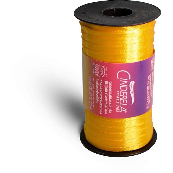 Fita de Cetim 07MM 100M Amarelo Ouro