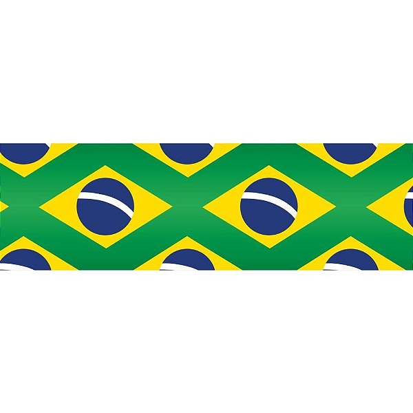 Fita de Cetim Decorada 38MM 10M Bandeiras do Brasil Verde