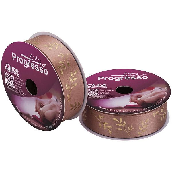 Fita de Cetim Decorada 22MM 10M Folhagens Classicas