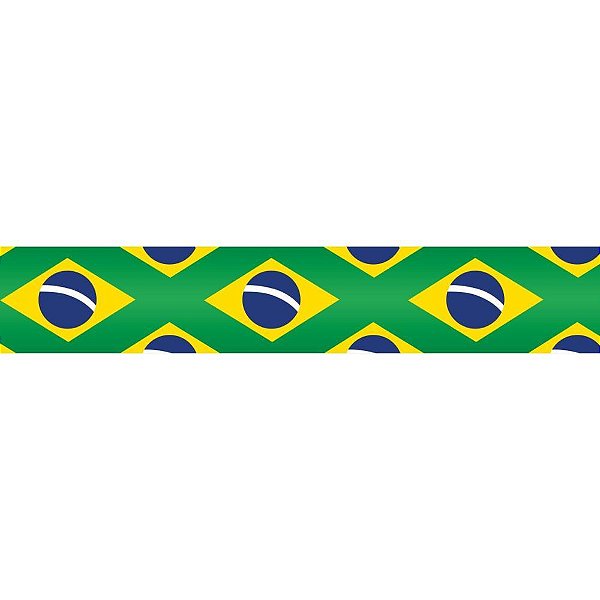 Fita de Cetim Decorada 22MM 10M Bandeiras Brasil Verde