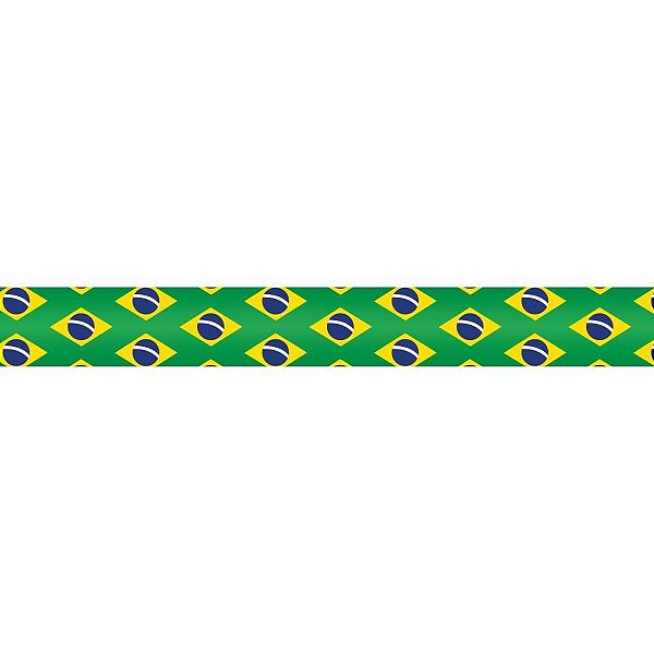 Fita de Cetim Decorada 15MM 10M Bandeiras Brasil VD