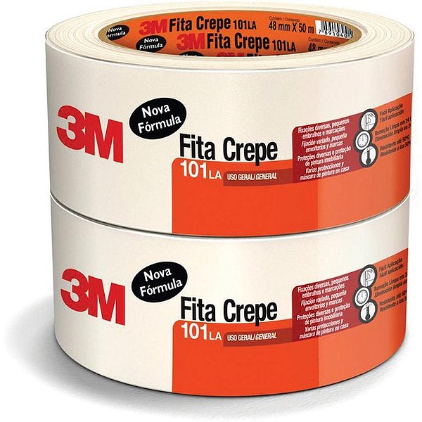 Fita Crepe Escolar 3M 101 48MM X 50M - Pacote com 2 Unidades