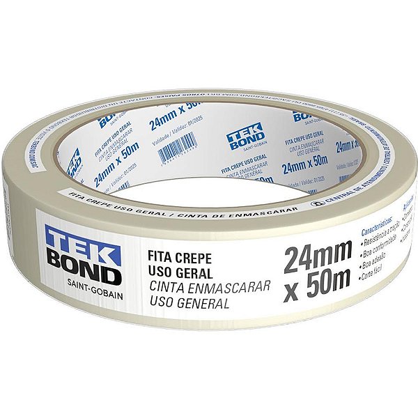 Fita Crepe Branca 18MM X 50M - Pacote com 5