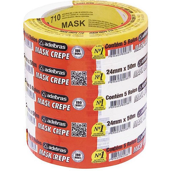 Fita Crepe 710 MASK Crepe 24MM X 50M - Pacote com 5