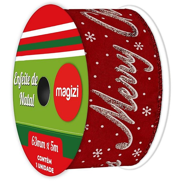 Fita ARAMADA Natal 63MMX5M MERRY Vermelho Gilter