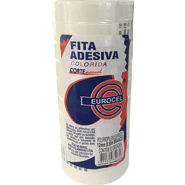 Fita Adesiva PP 2000 12MMX30M Branca PCT com 10