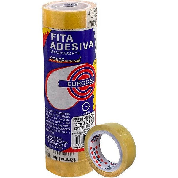 Fita Adesiva PP 2000 12MM X 10M Transparente PCT com 10