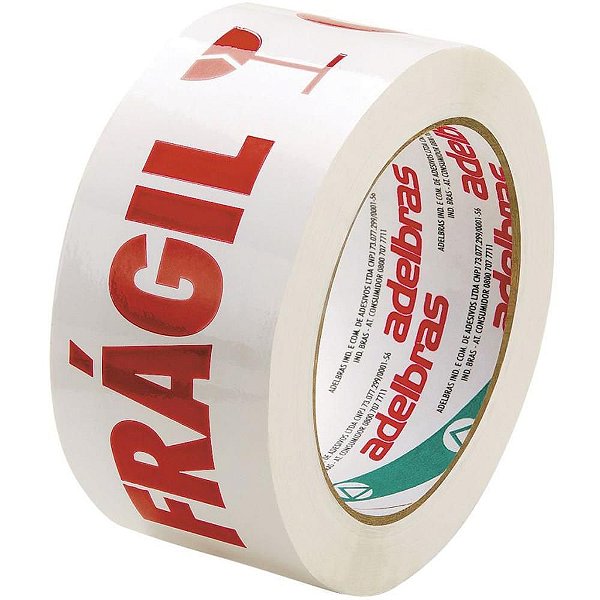Fita Adesiva Cuidado Frágil 48MM X 100M - Pacote com 2 Rolos