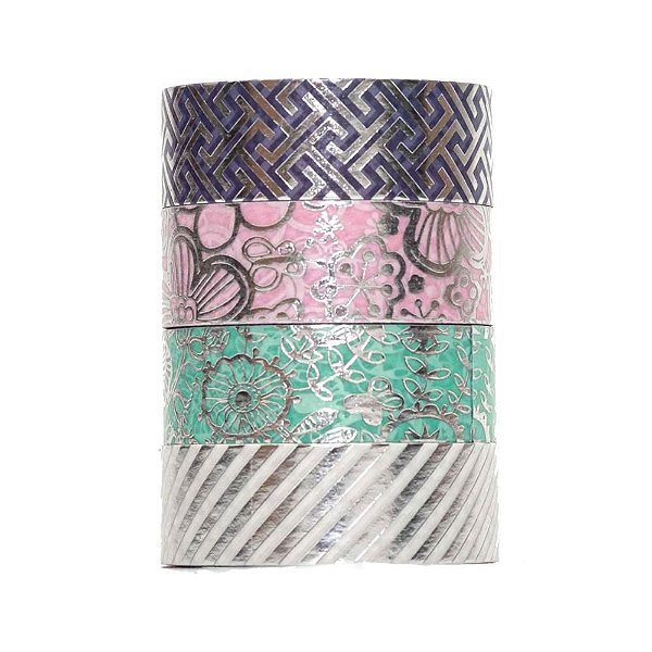 Fita Adesiva Decorada Washi Tapes 15X5 Metálica PRAT BLCOM 04