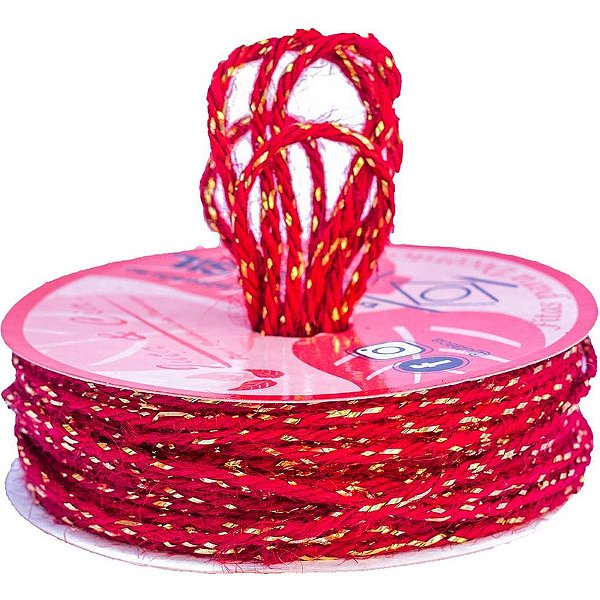 Fio de Juta 20M Vermelho com Dourado 1