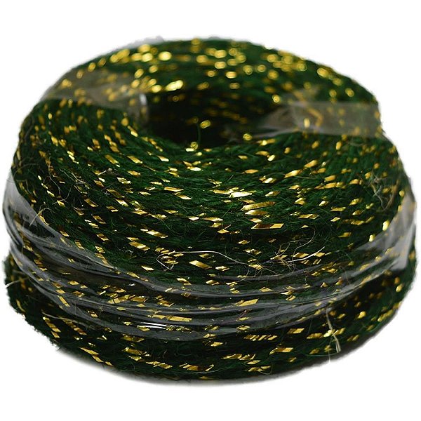 Fio de Juta 20M Verde Musgo com Dourado