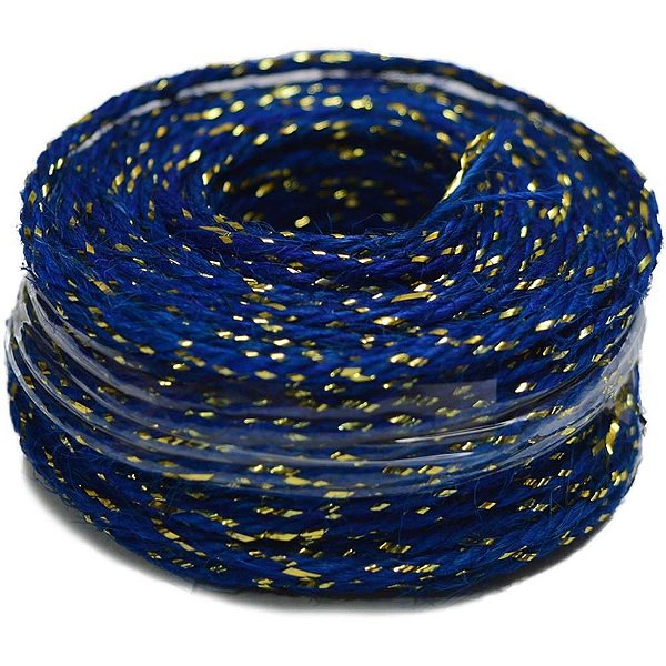 Fio de Juta 20M Azul Royal com Dourado