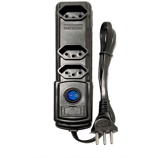 Filtro de Linha 3 Tomadas 75 MM Bivolt Preto