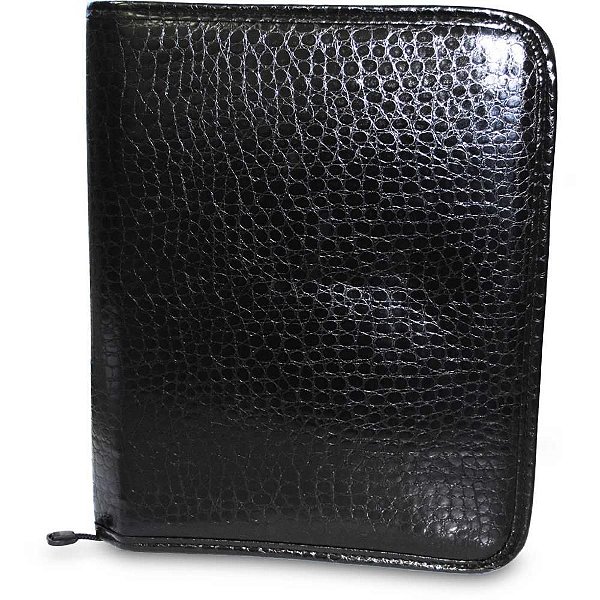 Fichário com Zíper Croco Corino Preto