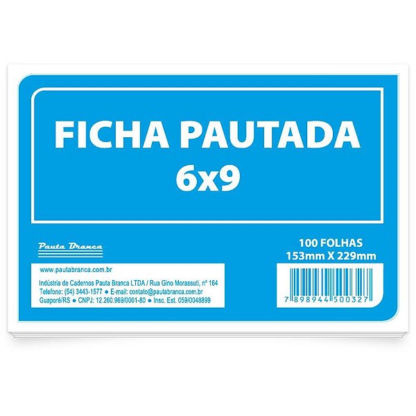 Ficha Pautada 6X9 22,8X15,2CM 100 Folhas 150G