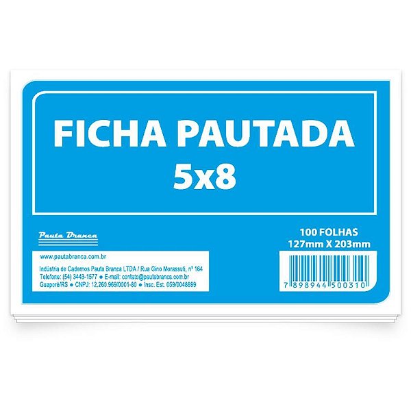 Ficha Pautada 5X8 20,3X12,7CM 100 Folhas