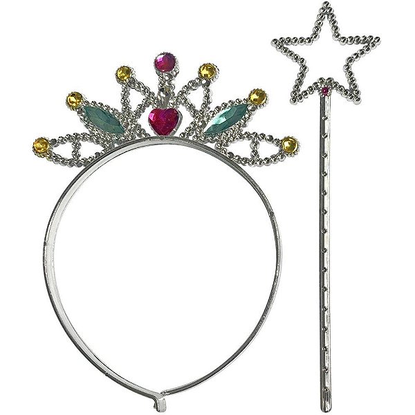 Fantasia Acessório Tiara Coroa e Varinha Estrela - Make+