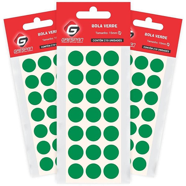 Etiqueta Redonda Verde 15MM com 210 Etiquetas por Cartela