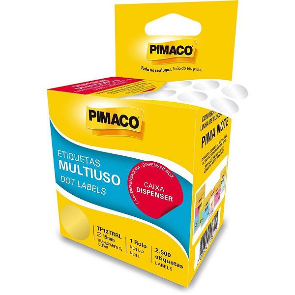 Etiqueta Redonda TP-19 Transparente 19MM - Rolo com 2500 Etiquetas