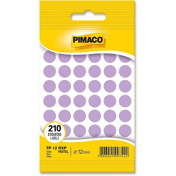 Etiqueta Redonda TP-12 Roxa Pastel 12MM - 210 Unidades com 5 Folhas