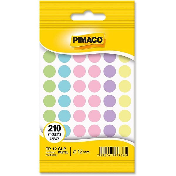 Etiqueta Redonda Colorida Pastel TP-12 18,79MM - Pacote com 210 Etiquetas