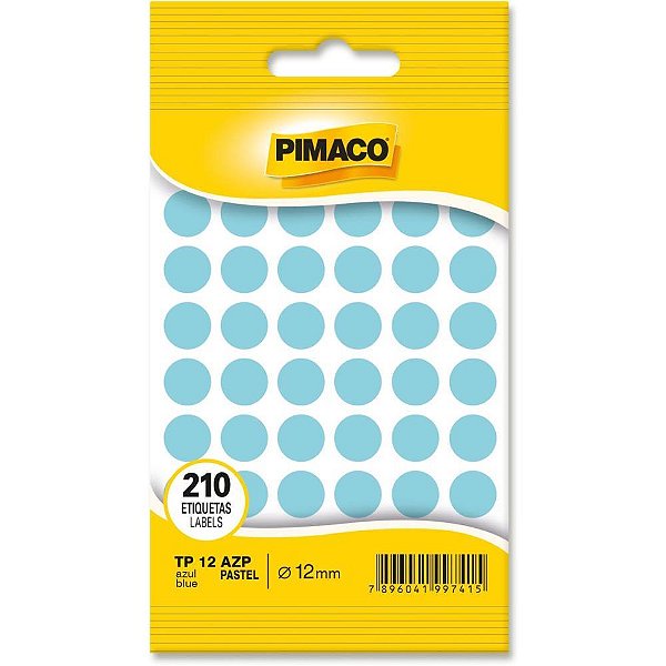 Etiqueta Redonda TP-12 Azul Pastel 12MM - Pacote com 210