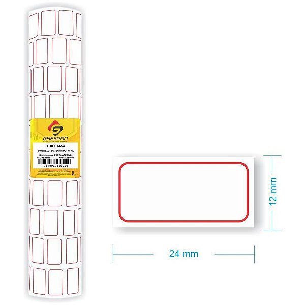 Etiqueta para Preço AR-4 24X12MM - Pacote com 10 Rolos de 250 Etiquetas