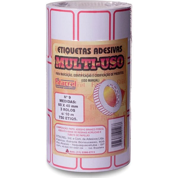 Etiqueta para Preço 60X40MM com 750 Etiquetas Pacote com 3