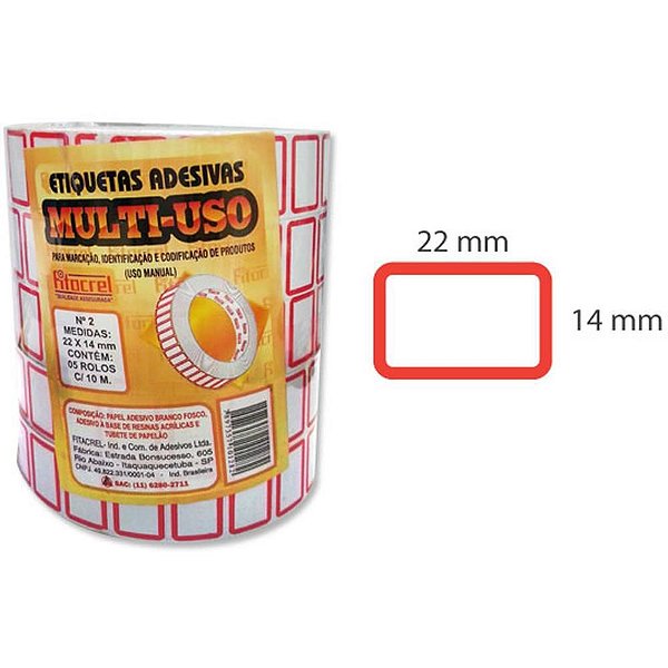 Etiqueta para Preço 22X14MM com 3570 Etiquetas Pacote com 5 Rolos