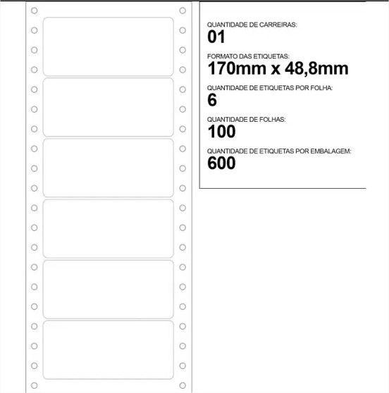 Etiqueta Matricial 107X48MM 100 Folhas PCT com 600