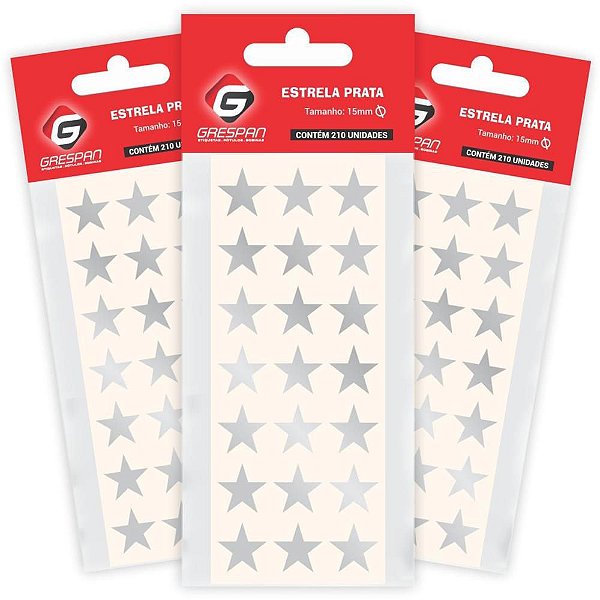 Etiquetas Estrelinhas Prata 15X15MM - Pacote com 210 Unidades