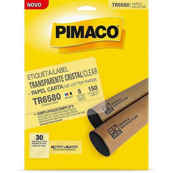 Etiqueta Carta Transparente Cristal 66,7X25,4MM - Caixa com 150 - Pimaco