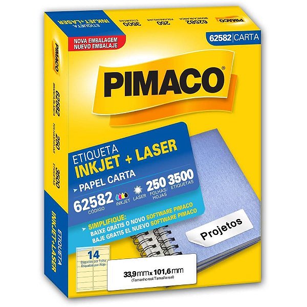 Etiqueta Carta 62582 250 FLS 33,9 X 101,6 MM CX com 3500