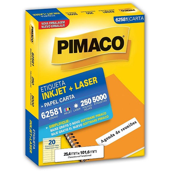 Etiqueta Carta 62581 250 FLS 25,4 X 101,6 MM - Caixa com 5000