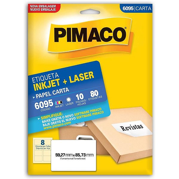 Etiqueta Carta 6095 10 Folhas 59,27 X 85,73 MM CT com 80