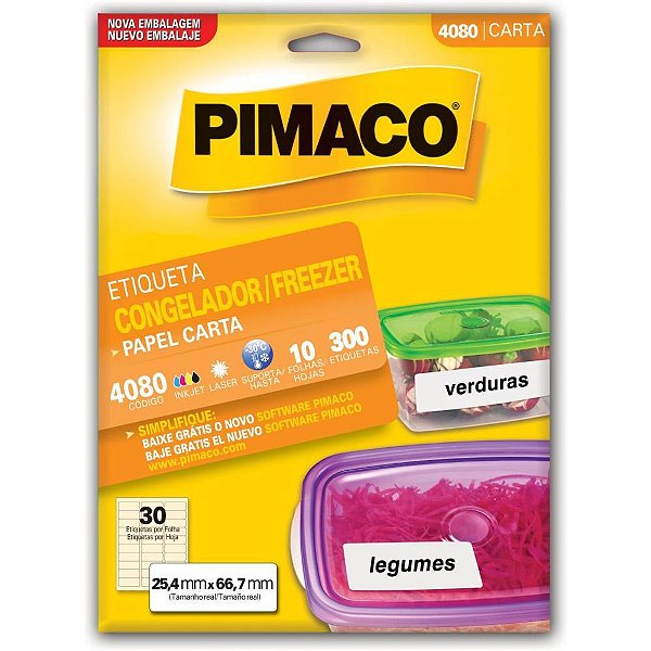 Etiqueta Carta 4080 Congelamento 25,4 X 66,7 MM - Pacote com 300 Etiquetas